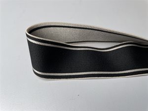 Luksus elastik - sort med sølv striber, 30 mm